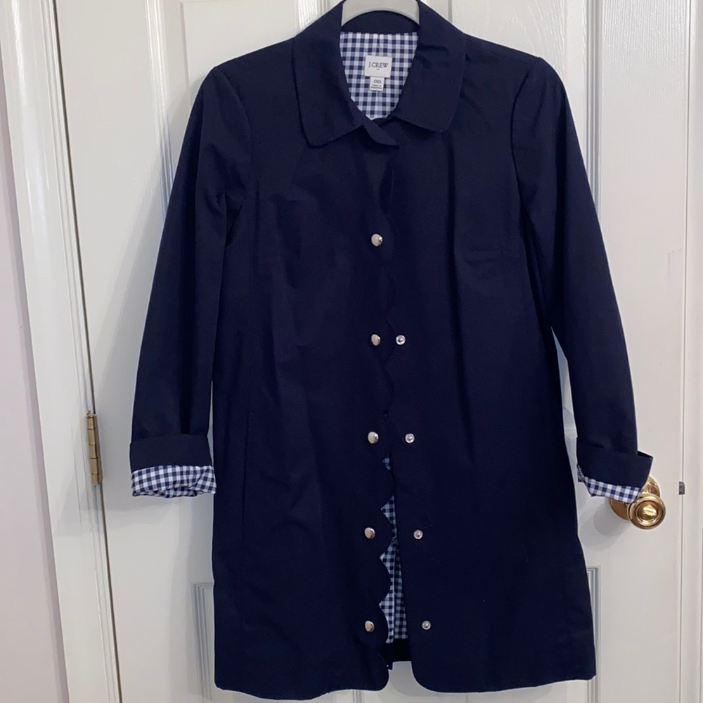 Jcrew Factory Navy Scalloped Rain Jacket
